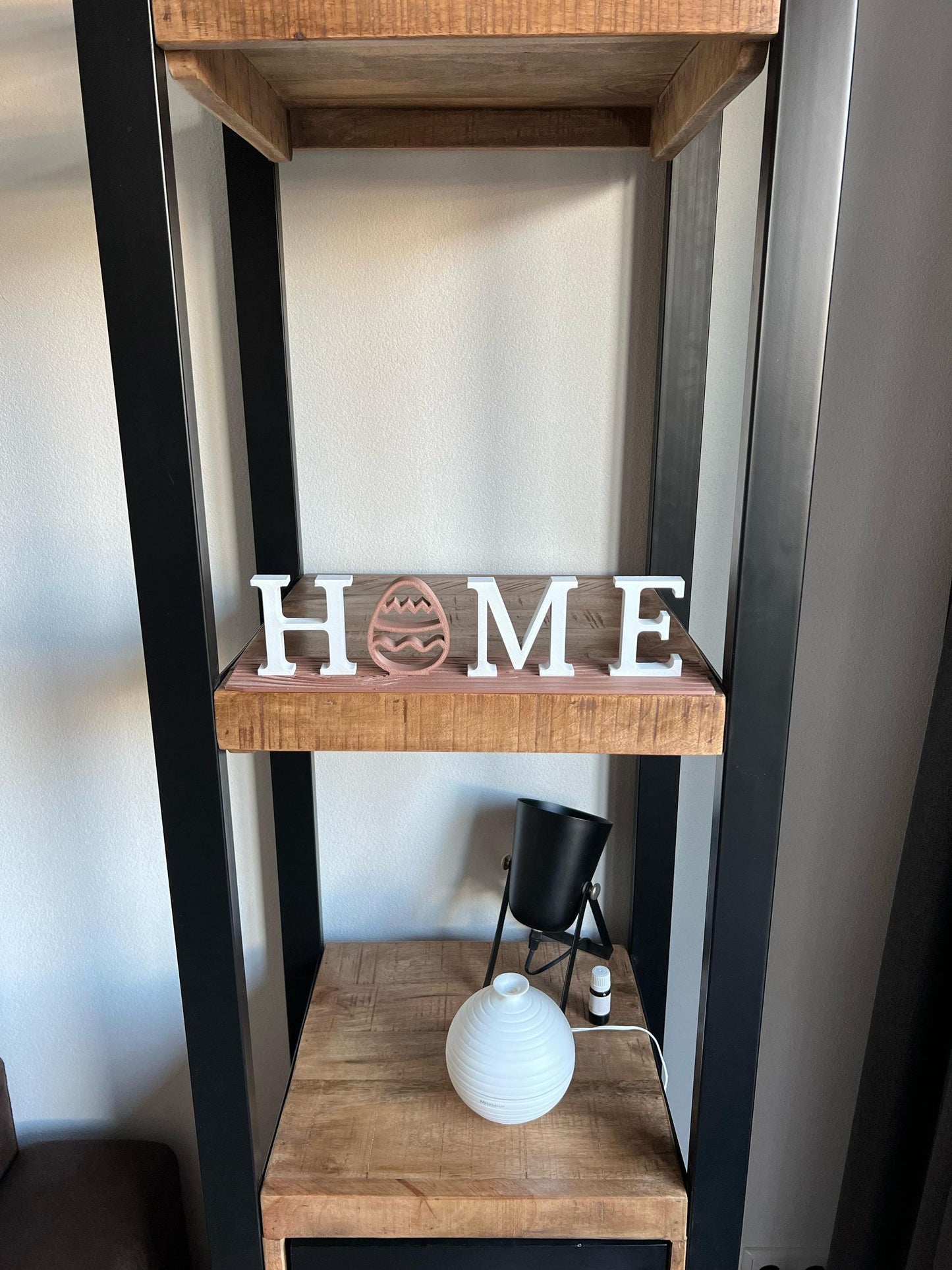Easter Home Decoration | Wooden Shelf with HOME Sign & Egg Accent | Spring Decor | Farmhouse Style | Modern Interior | Seasonal Decoration
