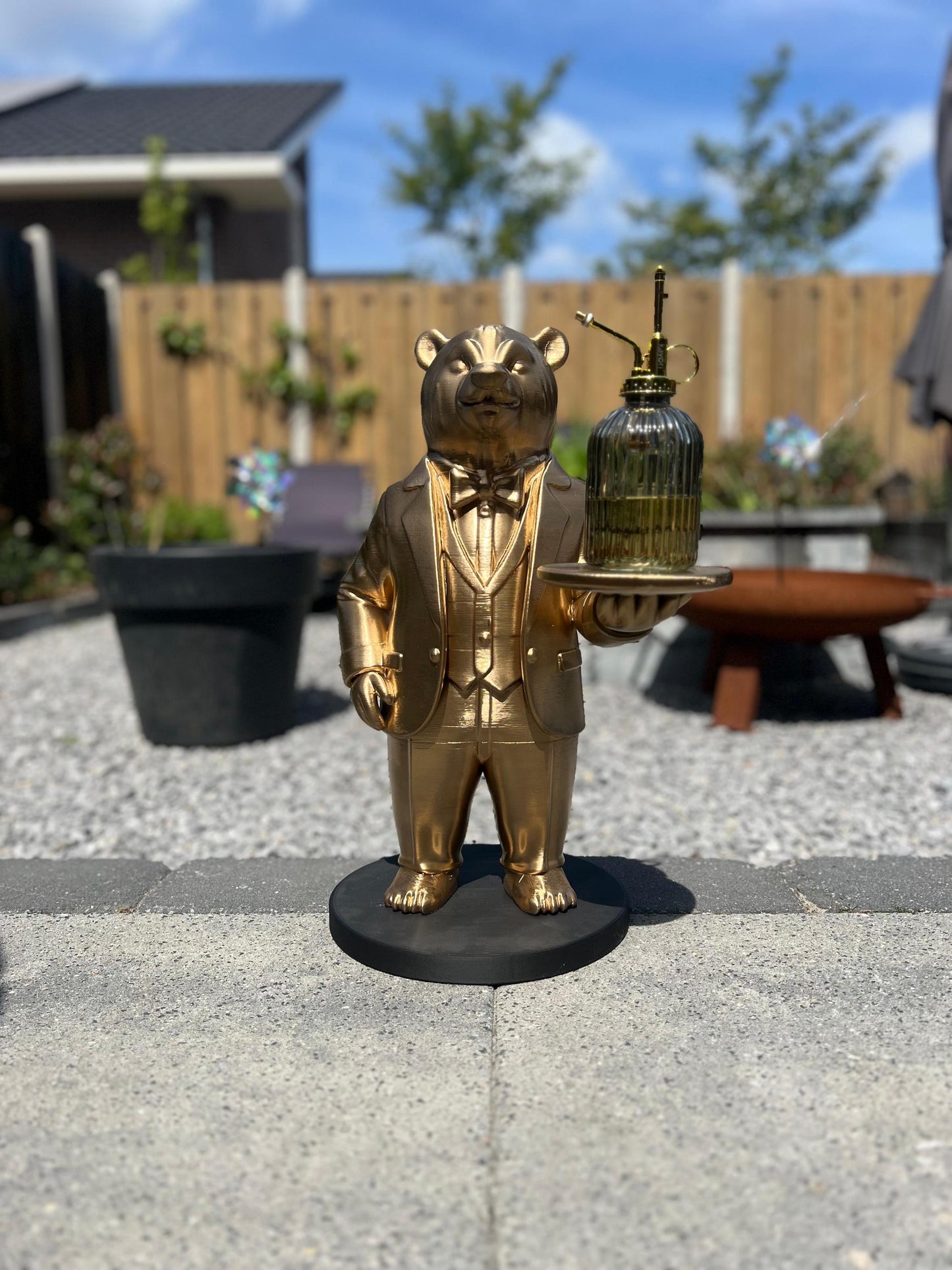 Polar Bear Butler 70CM - Elegant Champagne Tray Holder & Key Organizer - Whimsical Bear Statue for Home Decor - Ideal Gift for Bear Lovers