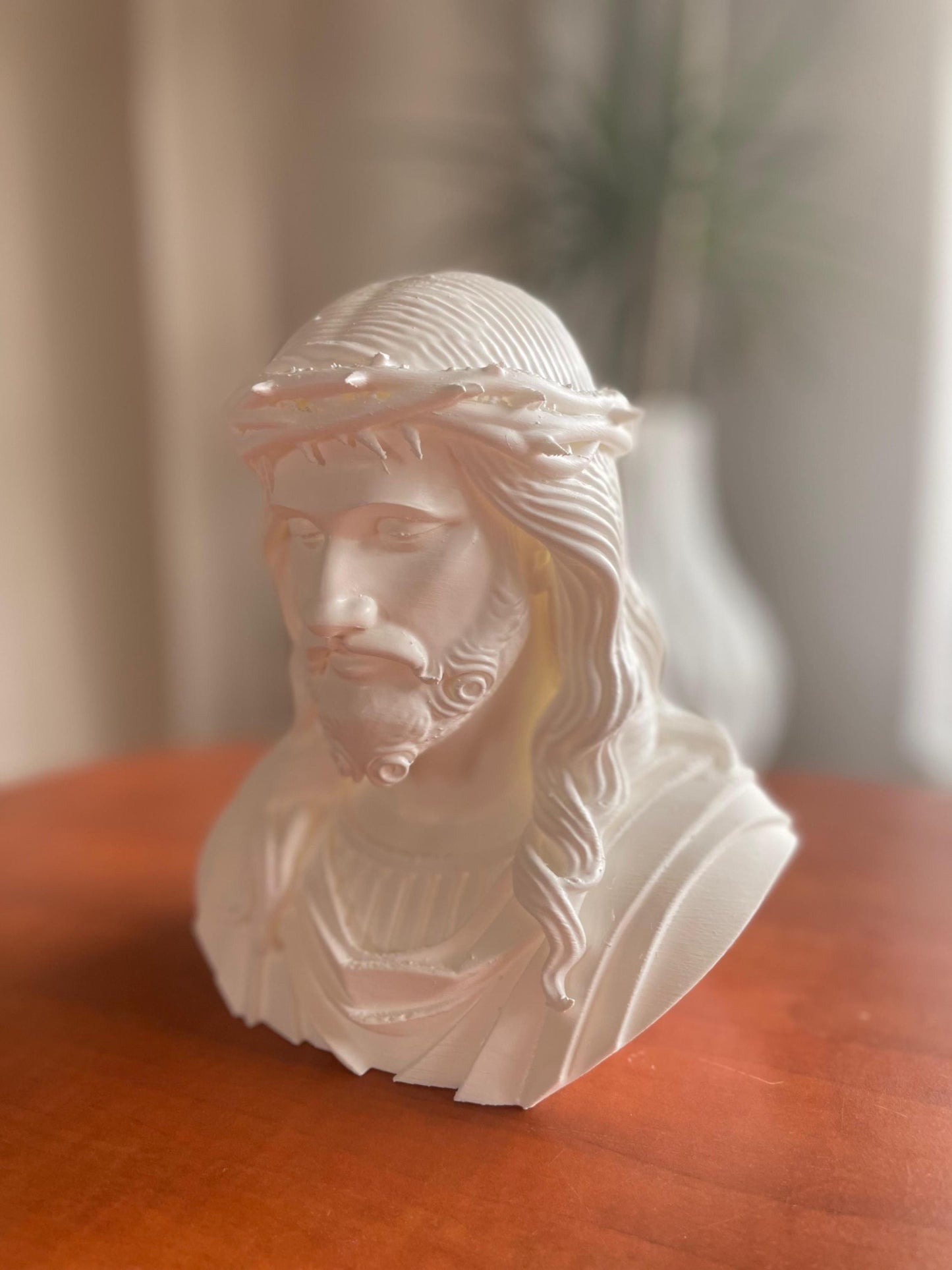 Jesus Christ Bust Statue White Crown of Thorns Religious Sculpture Home Decor Sacred Art Christian Gift Catholic Figurine