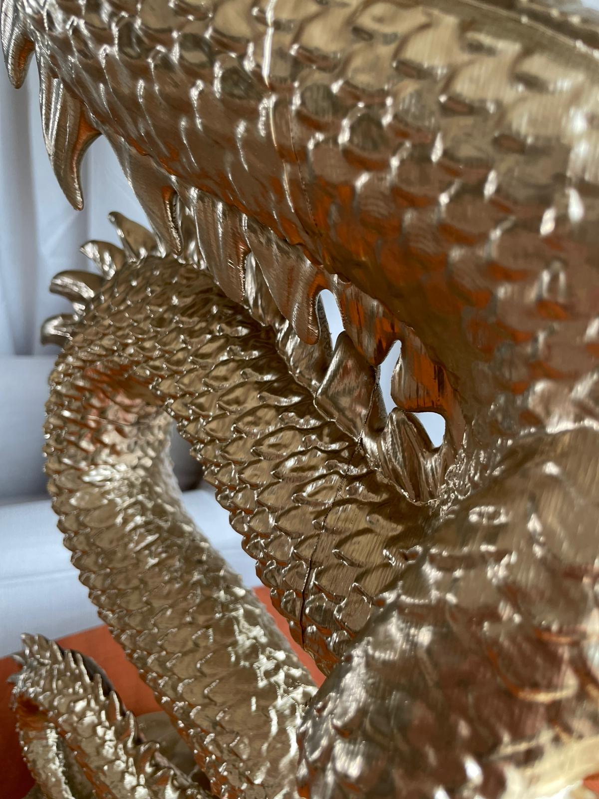 Golden Dragon Statue Chinese Feng Shui Sculpture Home Decor Office Ornament Luck Wealth Prosperity Figurine Table Centerpiece