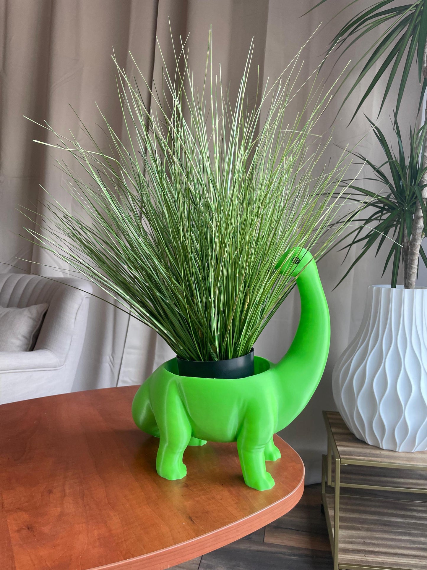 Dinosaur Planter Pot Indoor, Brontosaurus Succulent Planter, Green Dino Plant Holder, Cute Animal Planter Gift, Kids Room Decor, 3D Printed