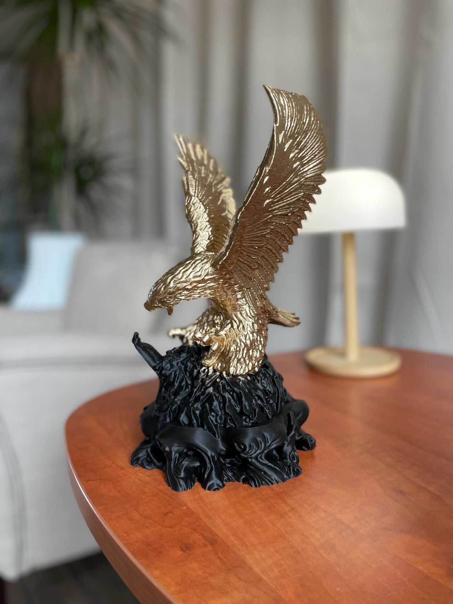 Golden Eagle Bird Statue Attacking Cobra | Majestic Predator Scene | Home & Office Desk Decor | Unique Wildlife Gift
