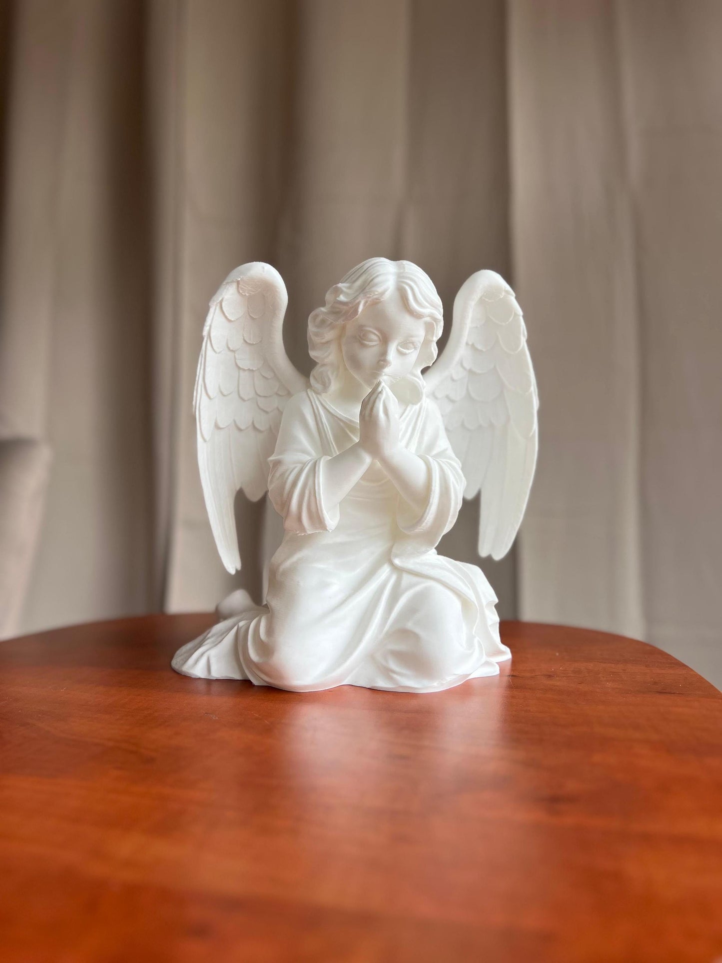 Elegant Praying Angel Statue | White Resin Figurine with Delicate Wings | Perfect for Religious Home Decor or Memorial Gift