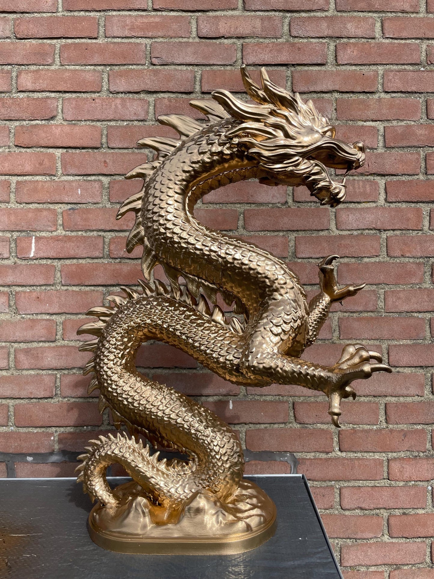 Golden Dragon Statue Chinese Feng Shui Sculpture Home Decor Office Ornament Luck Wealth Prosperity Figurine Table Centerpiece