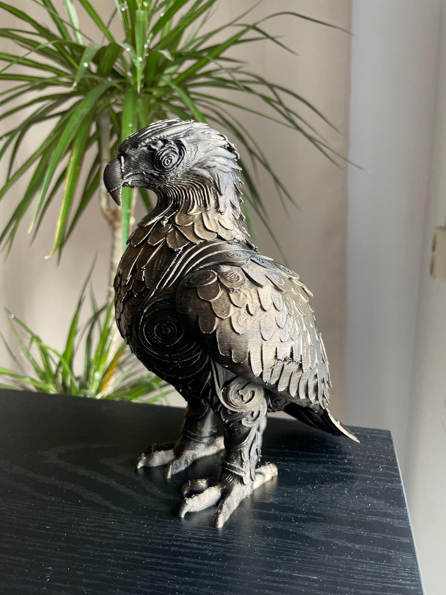 Eagle Statue Bird Sculpture Intricate Fantasy decor with Spiral Feathers - Mythical Desk Decor Gift