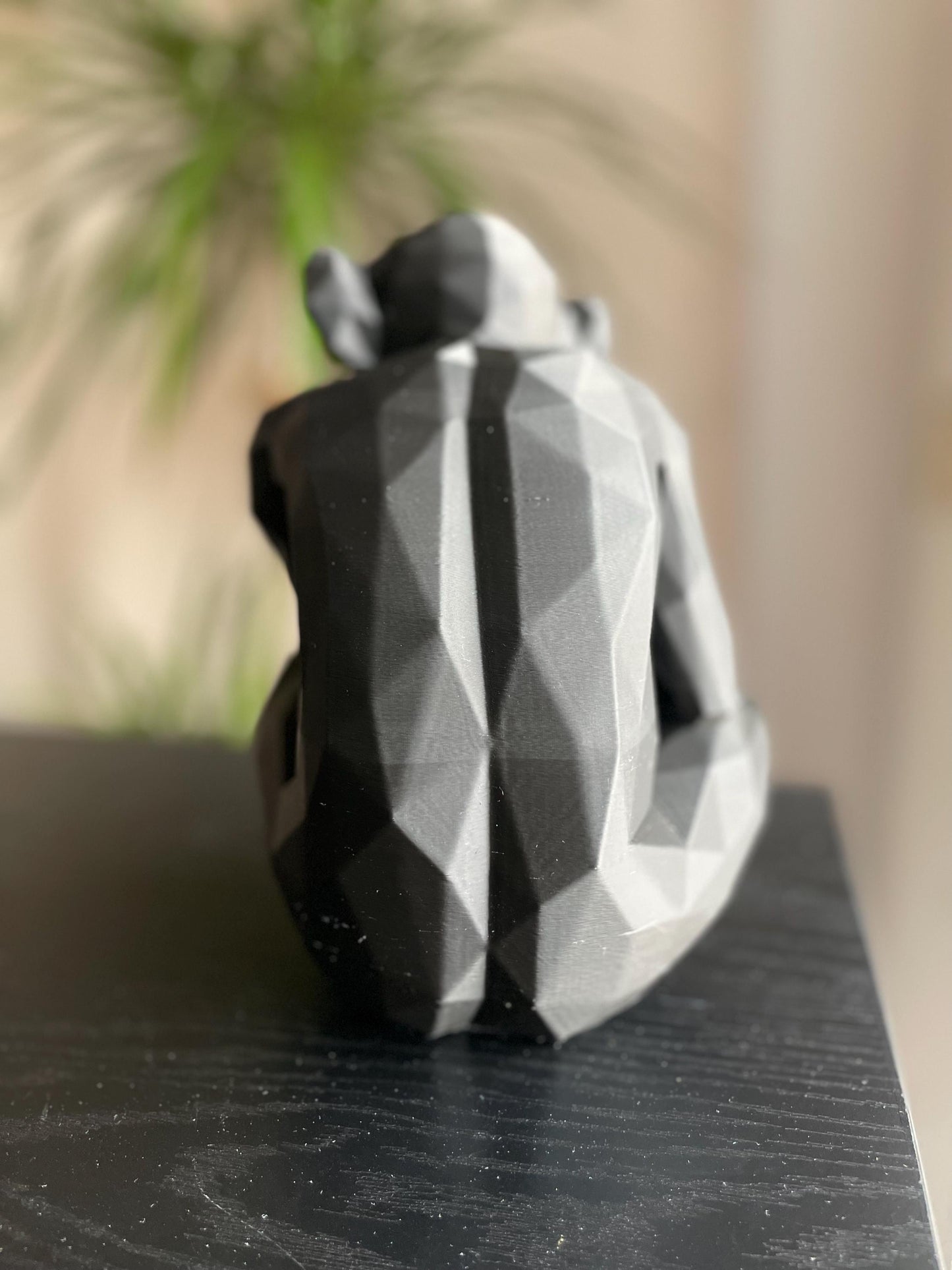 Thinking Monkey Statue Low Poly Geometric Sculpture Modern Desk Decor