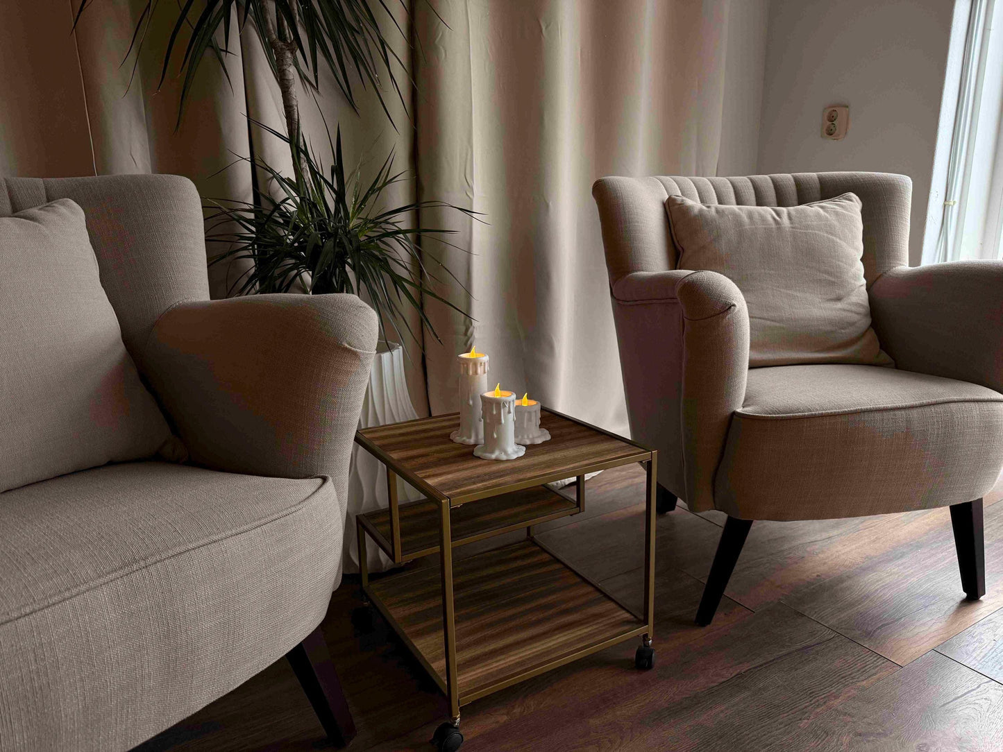 Candle Holders Set of 3, LED Flameless Candles, 3D Printed White Home Decor, Gothic Aesthetic Shelf Decor