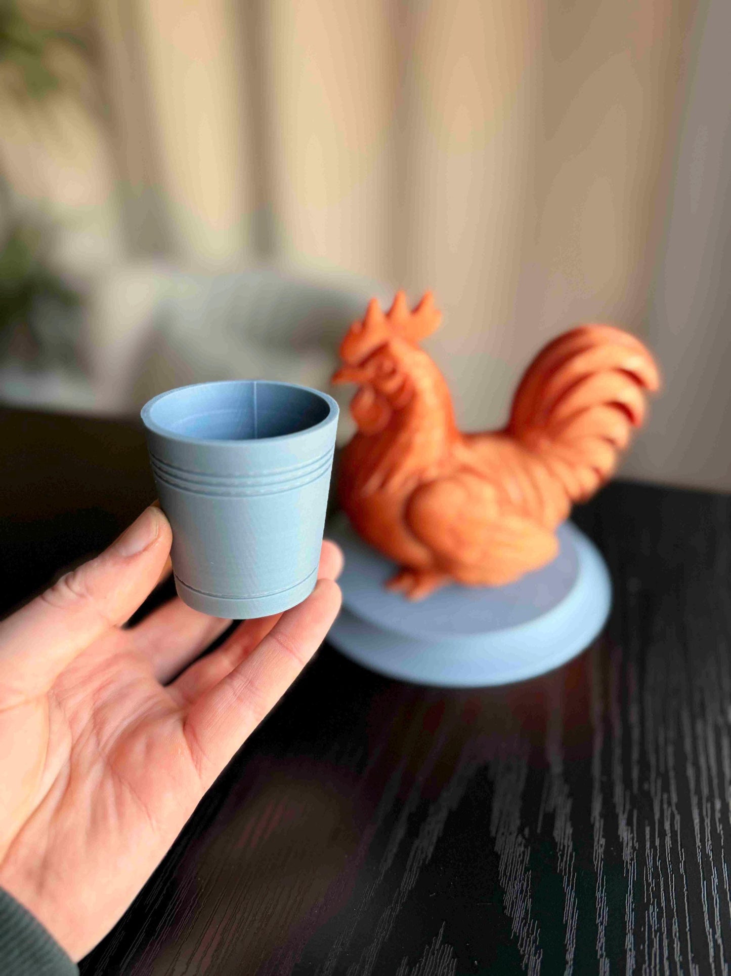 Rooster Figurine with Bucket | Gaming Inspired Desk Decor | Cute Chicken Ornament | Farm Animal Statue | Gamer Gifts
