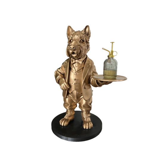 Bijzettafel Terrier Butler 70CM | Wijn- en champagneschaalhouder | Speels butlerbeeld voor thuisdecoratie | Ideaal cadeau voor wijnliefhebbers