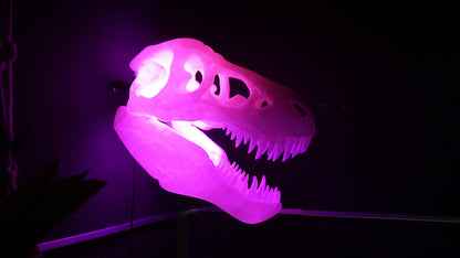 Trex Skull RGB Light Tyrannosaurus Dinosaur Wall Art – Unique Home Decor, Gaming Room, Kids Nightlight, Office Desk Decoration