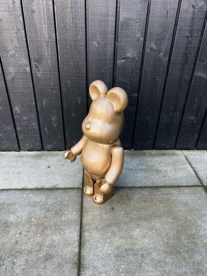 BearBrick Statue | Unique Home Decor Gift | Customizable Bear | Golden Collectible Figurine for Modern Spaces