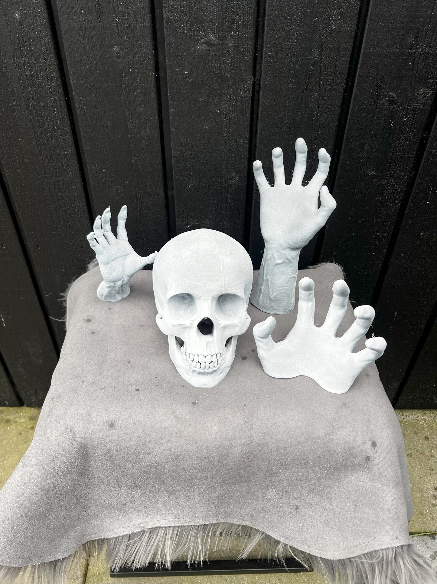 Halloween Skull Bones Decoration | Spooky Skeleton Prop for Indoor & Outdoor | Handcrafted Skull and Hands | Haunted House Decor