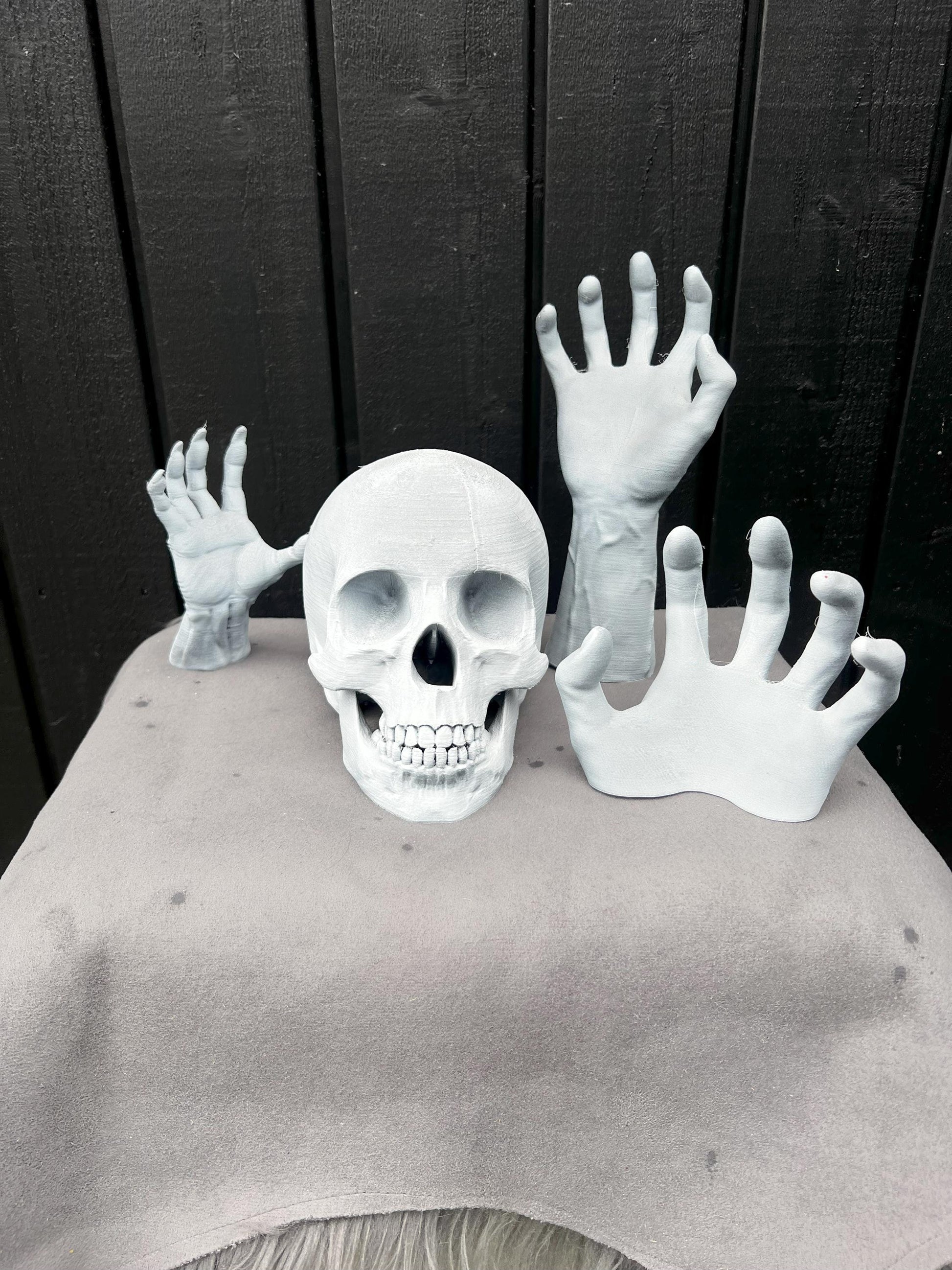 Halloween Skull Bones Decoration | Spooky Skeleton Prop for Indoor & Outdoor | Handcrafted Skull and Hands | Haunted House Decor