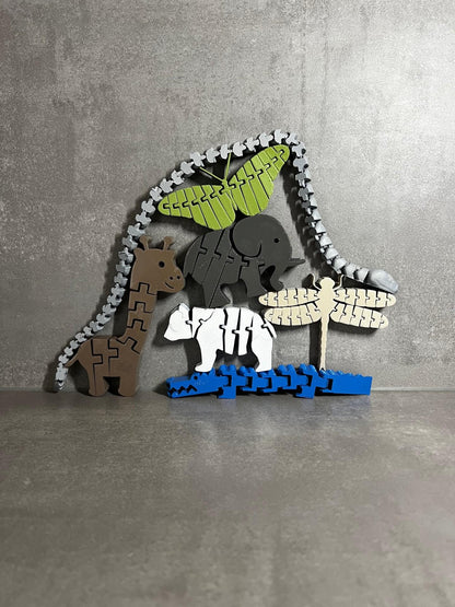 Montessori Zoo Toy Set | Stackable Animal Puzzle | Educational Fun for Kids
