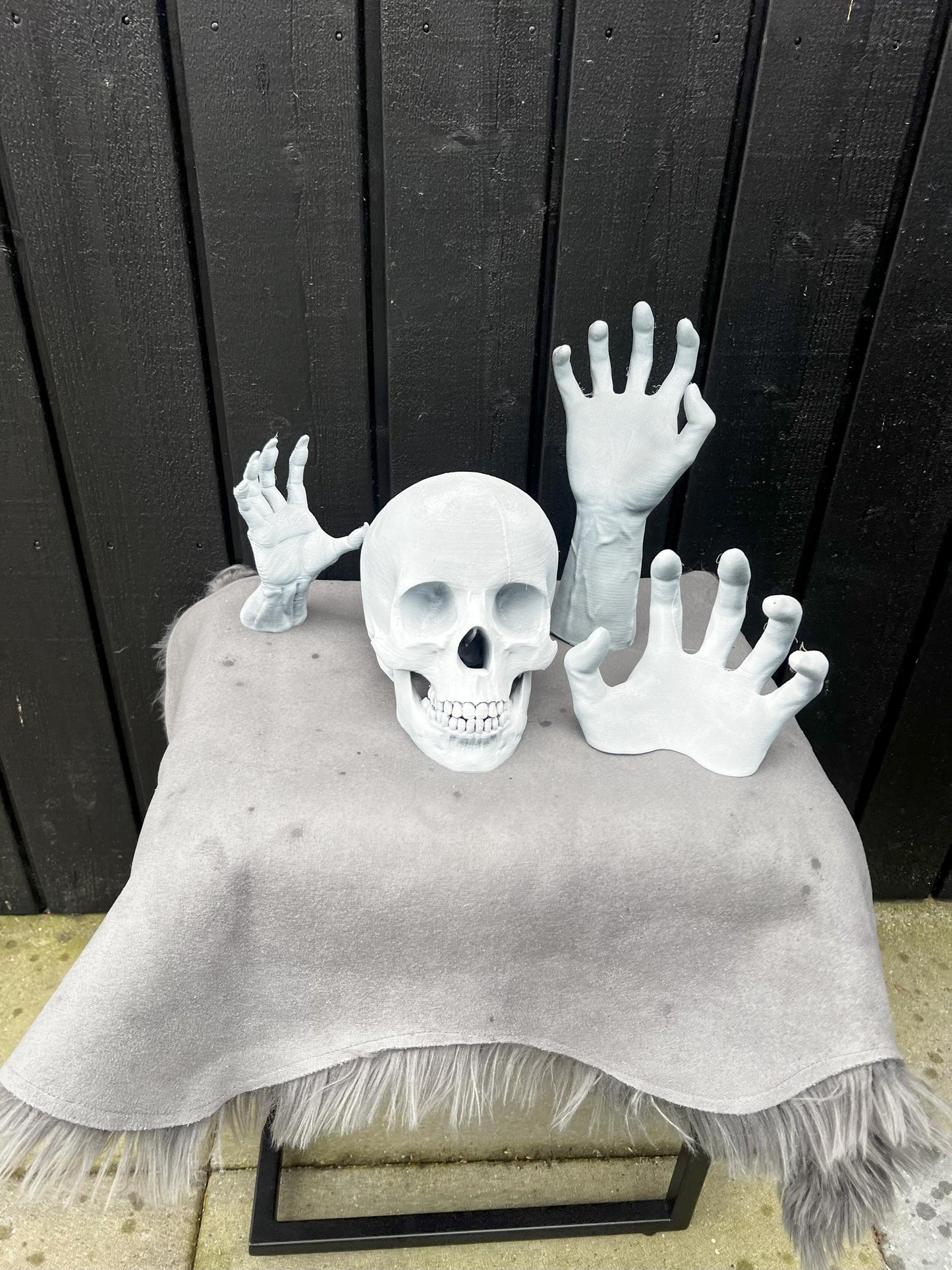 Halloween Skull Bones Decoration | Spooky Skeleton Prop for Indoor & Outdoor | Handcrafted Skull and Hands | Haunted House Decor