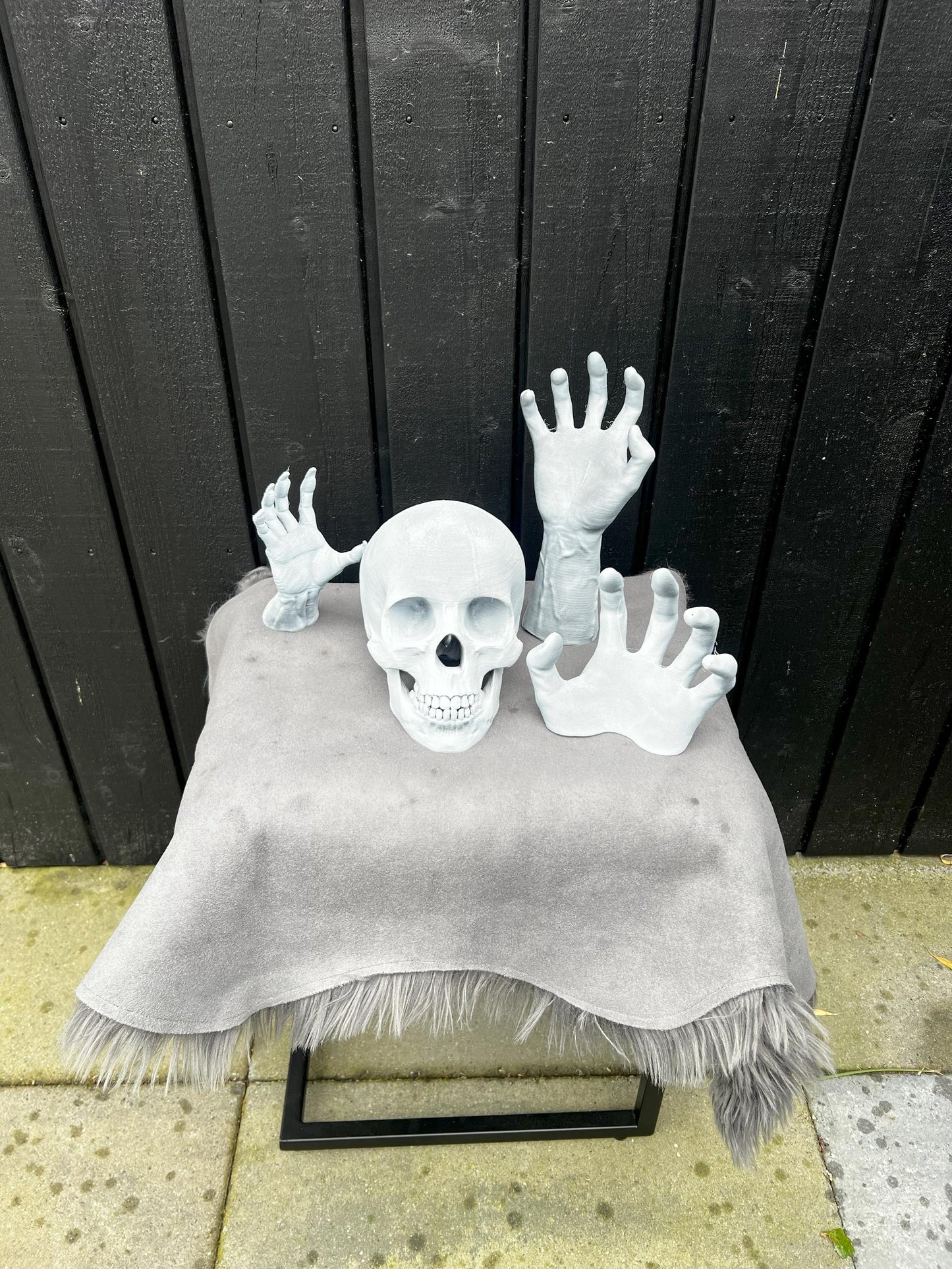 Halloween Skull Bones Decoration | Spooky Skeleton Prop for Indoor & Outdoor | Handcrafted Skull and Hands | Haunted House Decor