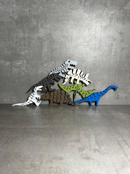 Montessori Dinosaur Toy Set | Stackable Animal Puzzle | Educational Fun for Kids