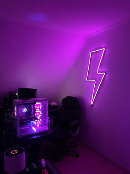 Neon sign 3 Meters – LED included thunder lightning bolt wall decor for gaming room, bedroom, office, aesthetic wall art – modern neon light