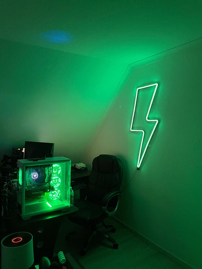 Neon sign 3 Meters – LED included thunder lightning bolt wall decor for gaming room, bedroom, office, aesthetic wall art – modern neon light