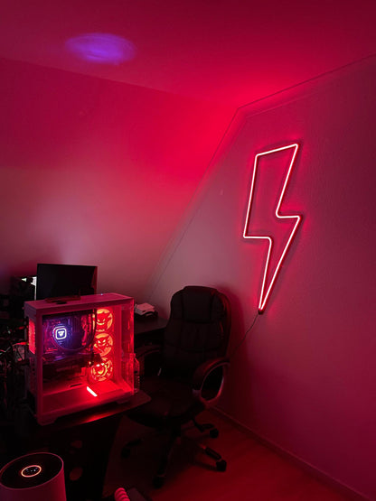 Neon sign 3 Meters – LED included thunder lightning bolt wall decor for gaming room, bedroom, office, aesthetic wall art – modern neon light