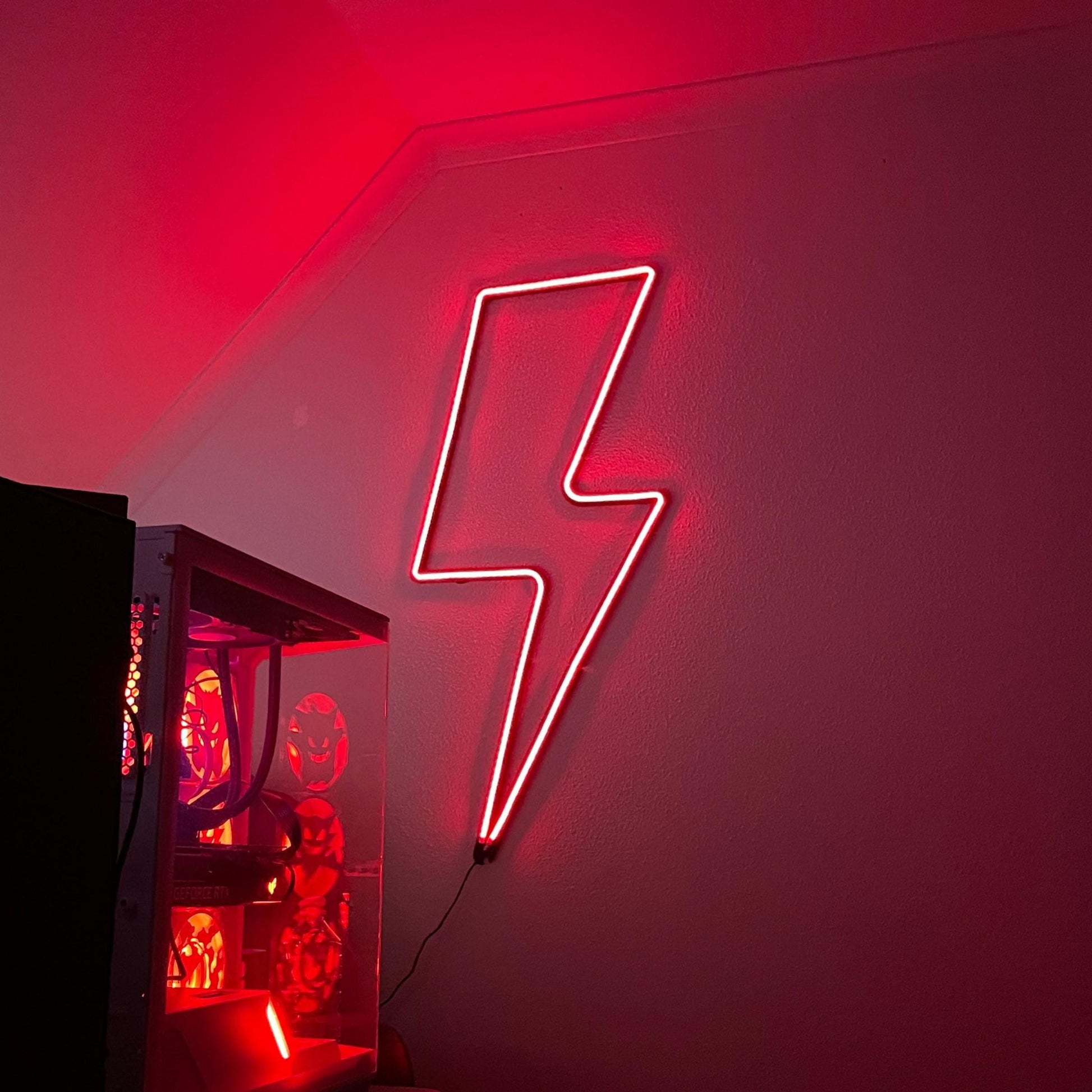 Neon sign 3 Meters – LED included thunder lightning bolt wall decor for gaming room, bedroom, office, aesthetic wall art – modern neon light