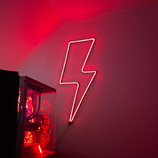 Neon sign 3 Meters – LED included thunder lightning bolt wall decor for gaming room, bedroom, office, aesthetic wall art – modern neon light