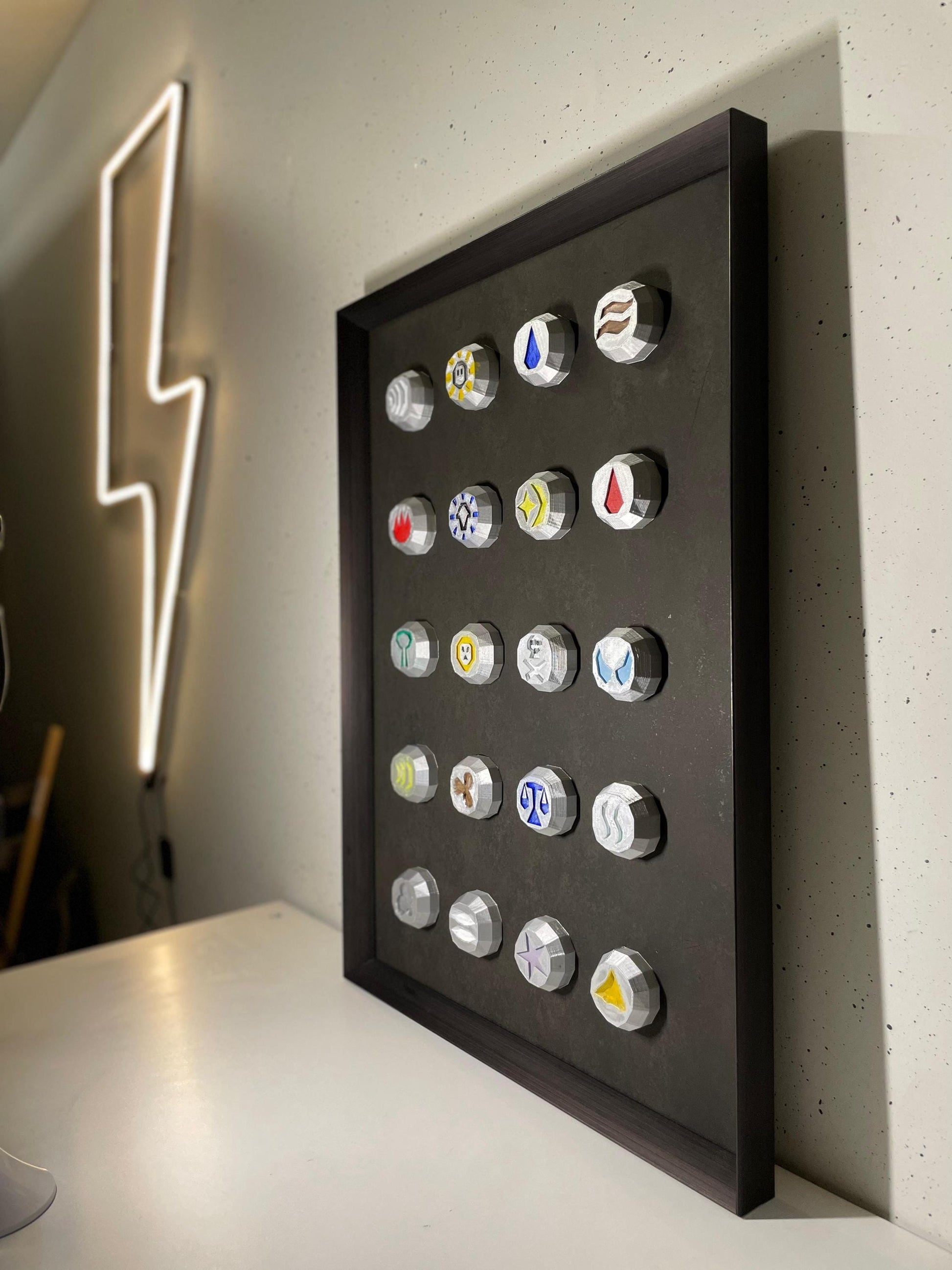 Rune Set Wall Art Frame | | Handcrafted Decorative Display for Gamers and Collectors | MMORPG