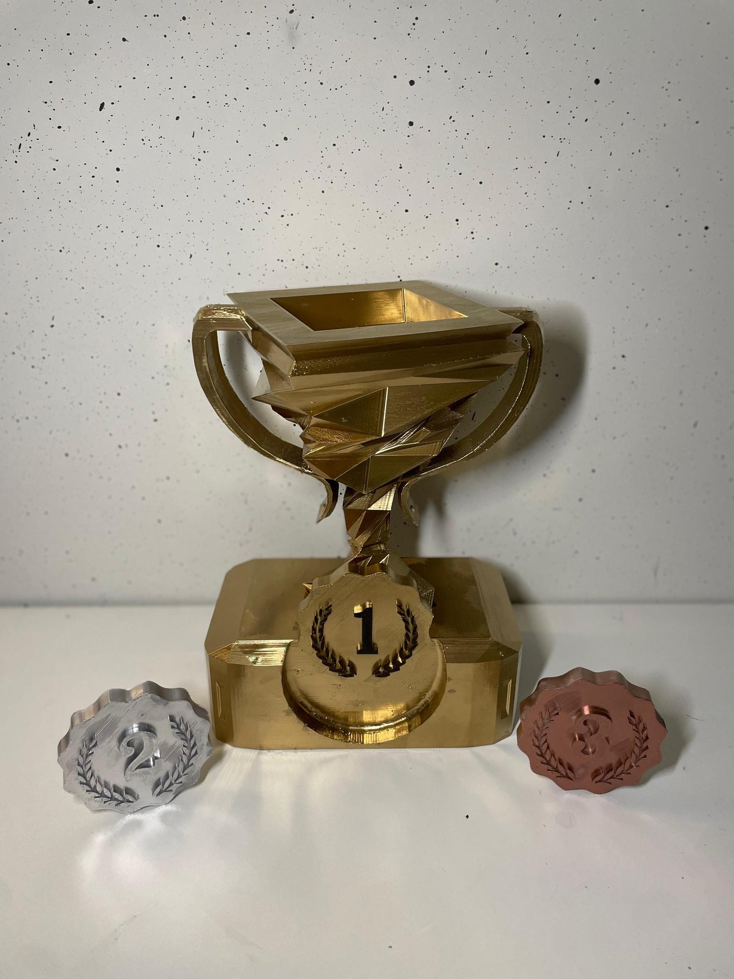 Competition Trophy Award | Gold, Silver Trophy 3D Printed Award Display for Competitions, Events, Sports, and Home Decor