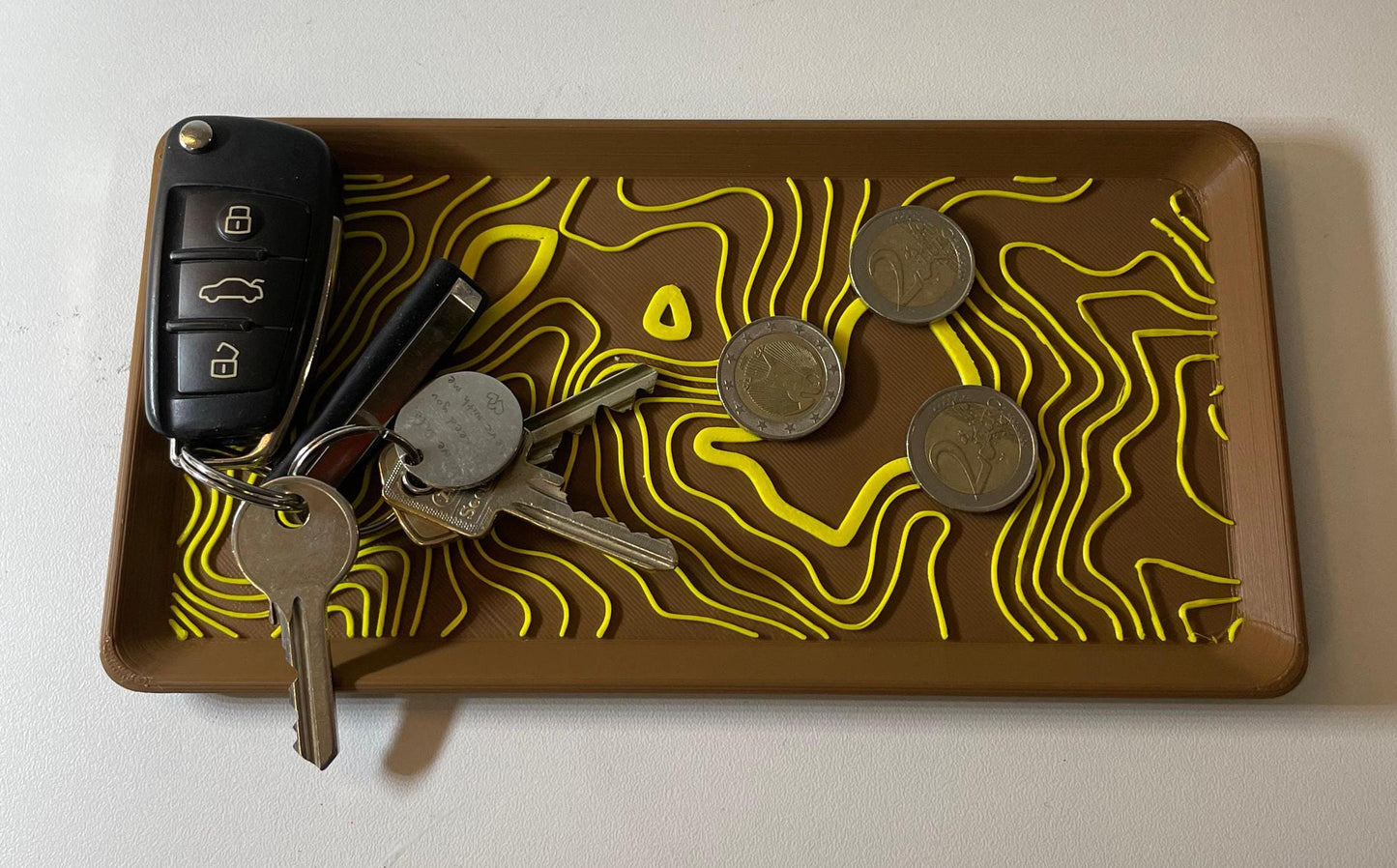 Topographic Pattern Tray | Decorative Organizer for Keys, Coins, and Accessories | Stylish Home and Desk Decor