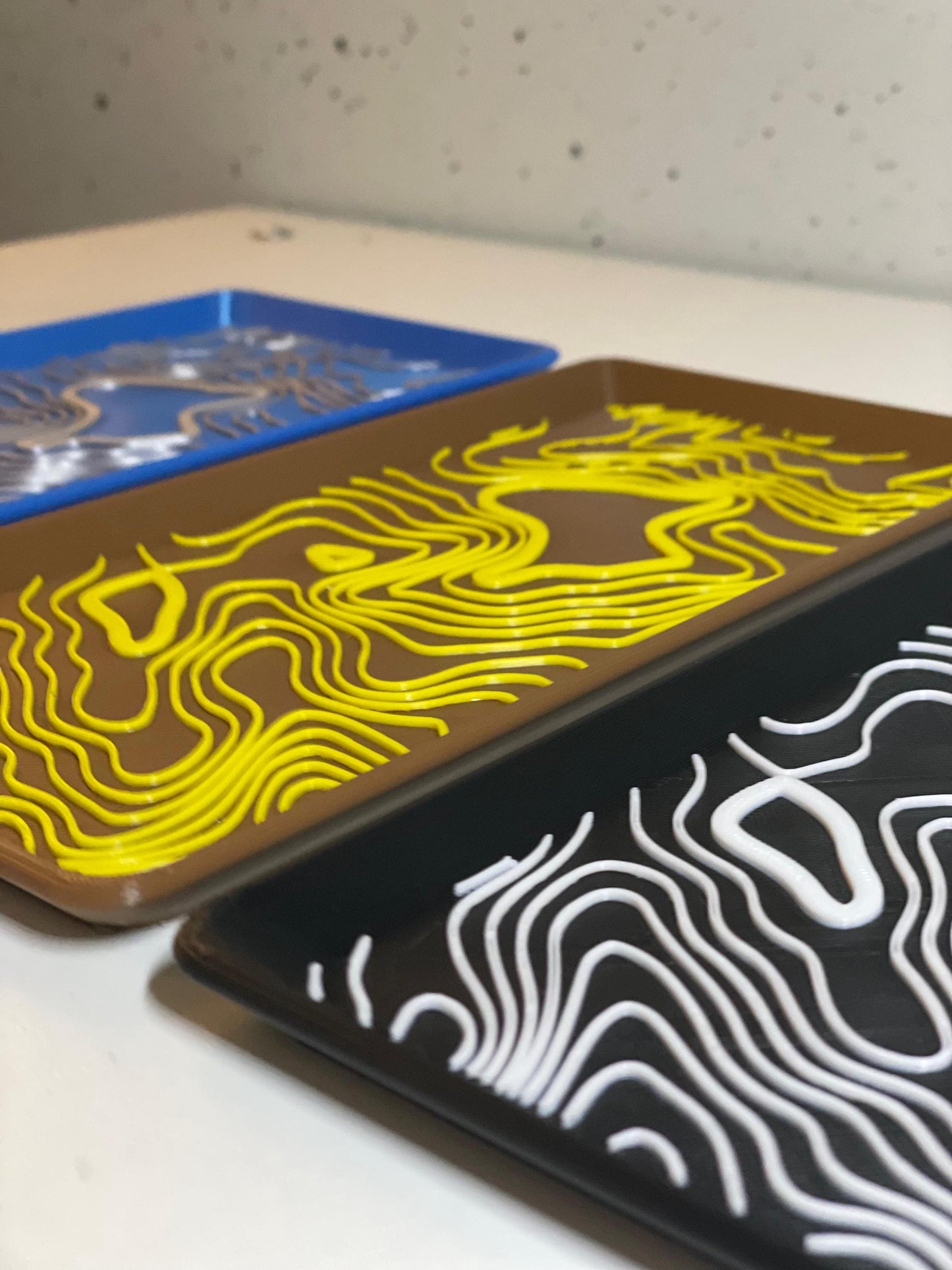 Topographic Pattern Tray | Decorative Organizer for Keys, Coins, and Accessories | Stylish Home and Desk Decor