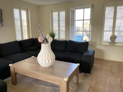 Modern Vase Decor | White Textured Minimalist Vase for Real Plants & Dried Flowers | Boho Centerpiece and Housewarming Gift