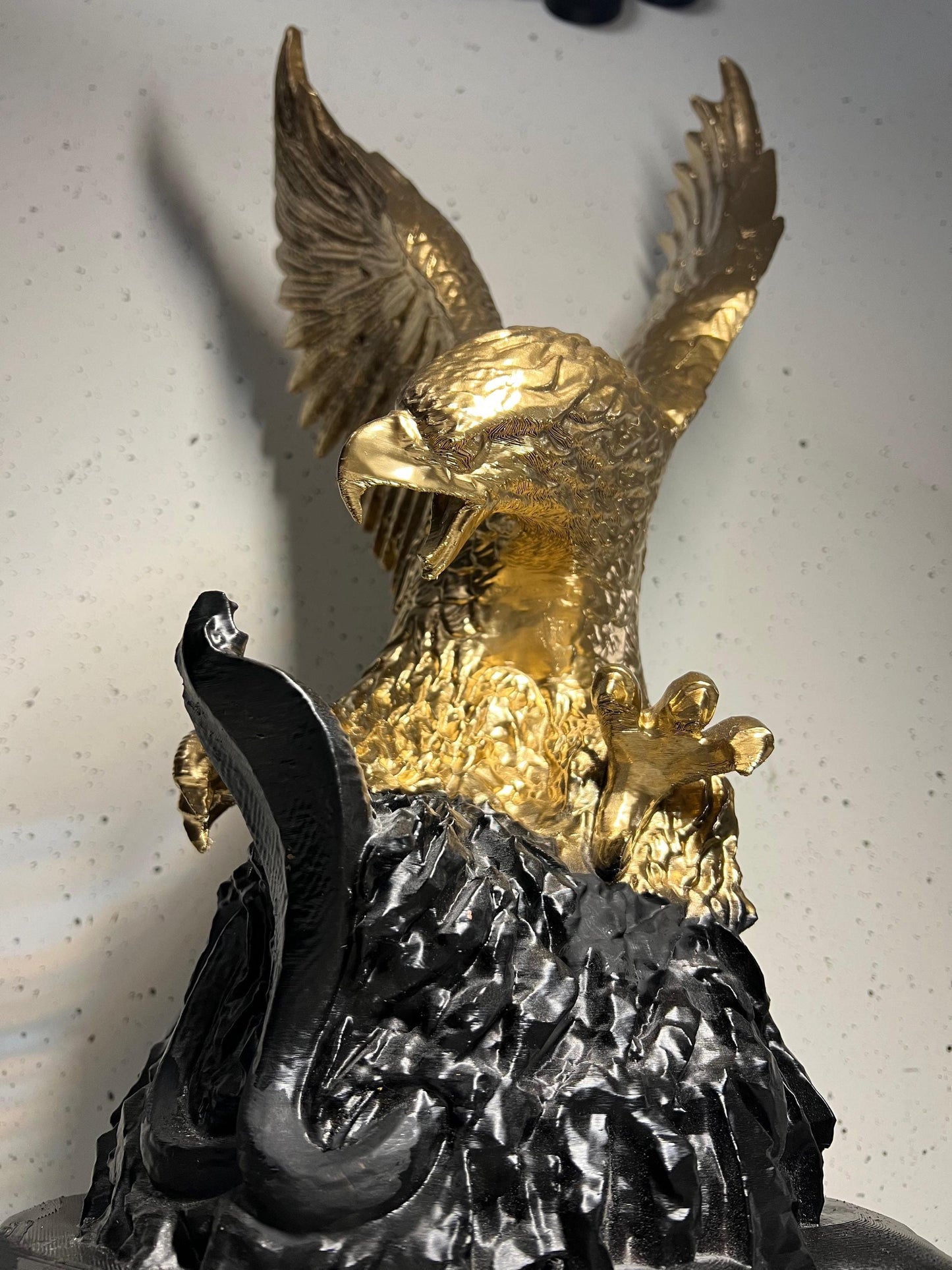 Golden Eagle Bird Statue Attacking Cobra | Majestic Predator Scene | Home & Office Desk Decor | Unique Wildlife Gift