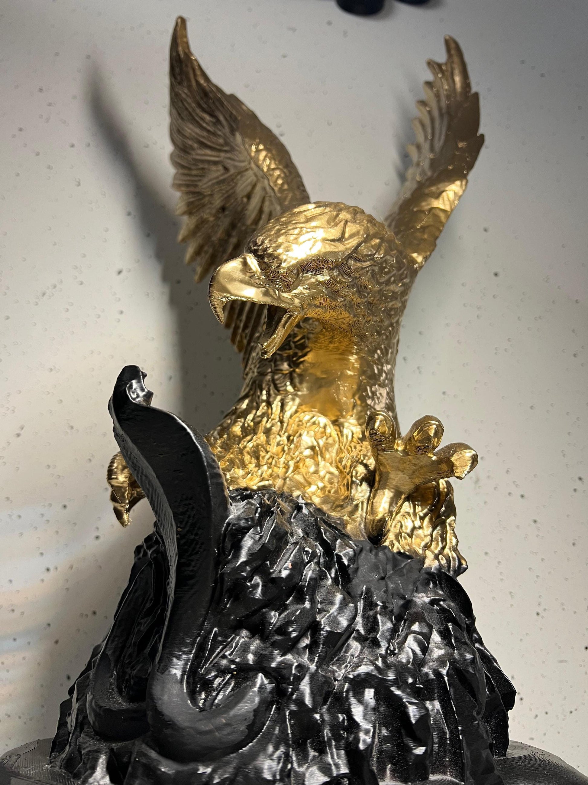 Golden Eagle Bird Statue Attacking Cobra | Majestic Predator Scene | Home & Office Desk Decor | Unique Wildlife Gift