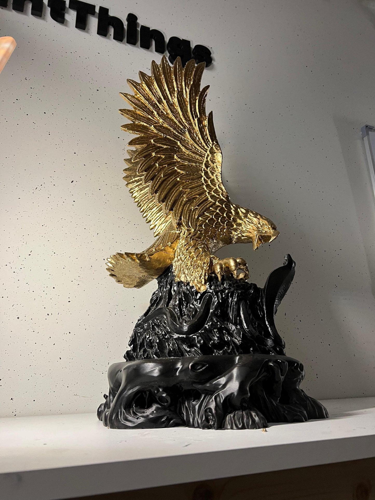 Golden Eagle Bird Statue Attacking Cobra | Majestic Predator Scene | Home & Office Desk Decor | Unique Wildlife Gift