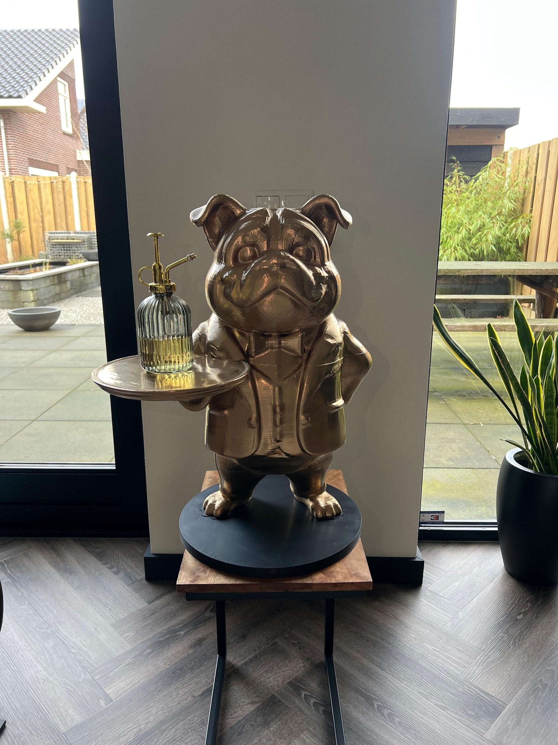 Bulldog Butler Table 70Cm - Unique Decorative Tray Holder & Key Organizer - Fun Dog Statue for Home Decor - Perfect Gift for Dog Lovers