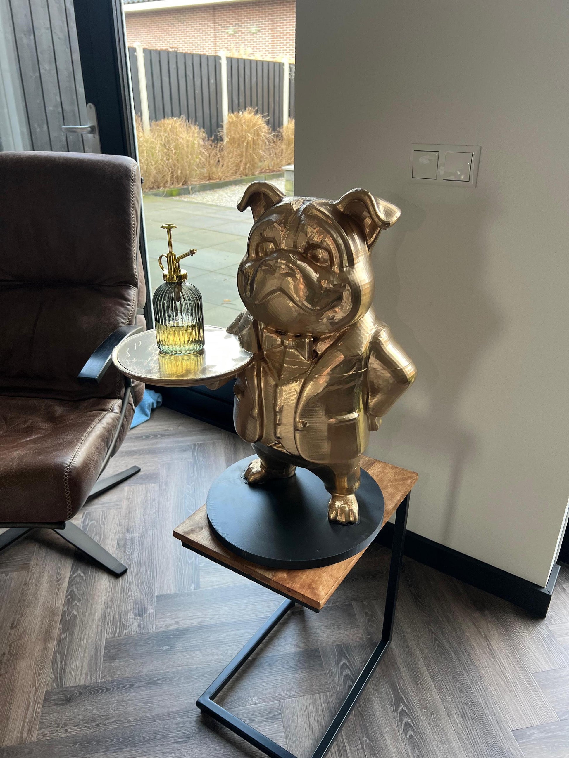 Bulldog Butler Table 70Cm - Unique Decorative Tray Holder & Key Organizer - Fun Dog Statue for Home Decor - Perfect Gift for Dog Lovers