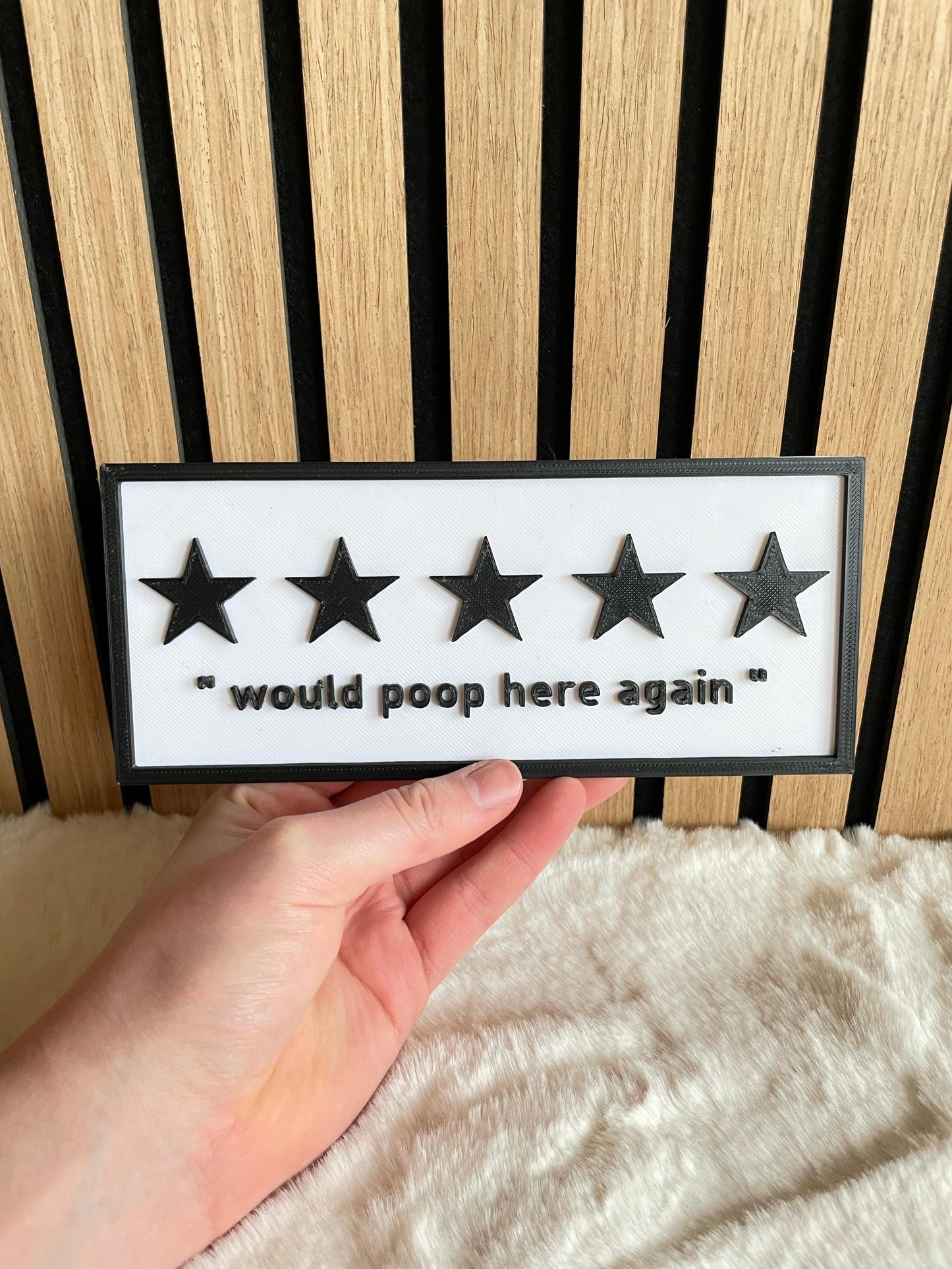 Bathroom Sign Five Star – “Would Poop Here Again,” Fun Decor & Gag Gift, Perfect for Guest Restrooms or Housewarming Surprises!