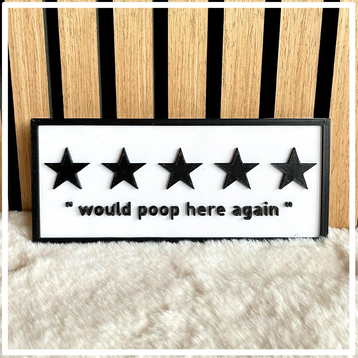 Bathroom Sign Five Star – “Would Poop Here Again,” Fun Decor & Gag Gift, Perfect for Guest Restrooms or Housewarming Surprises!