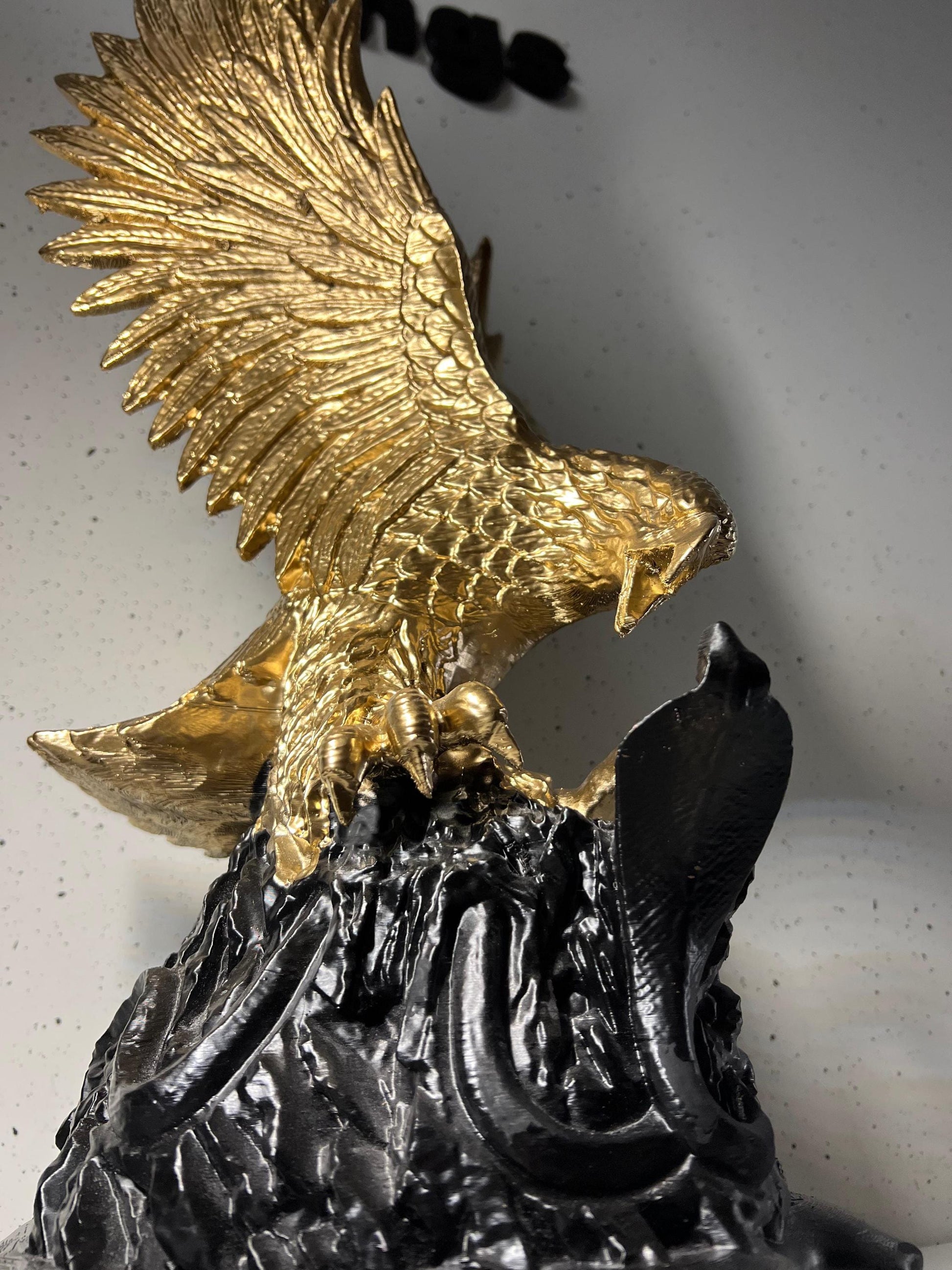 Golden Eagle Bird Statue Attacking Cobra | Majestic Predator Scene | Home & Office Desk Decor | Unique Wildlife Gift