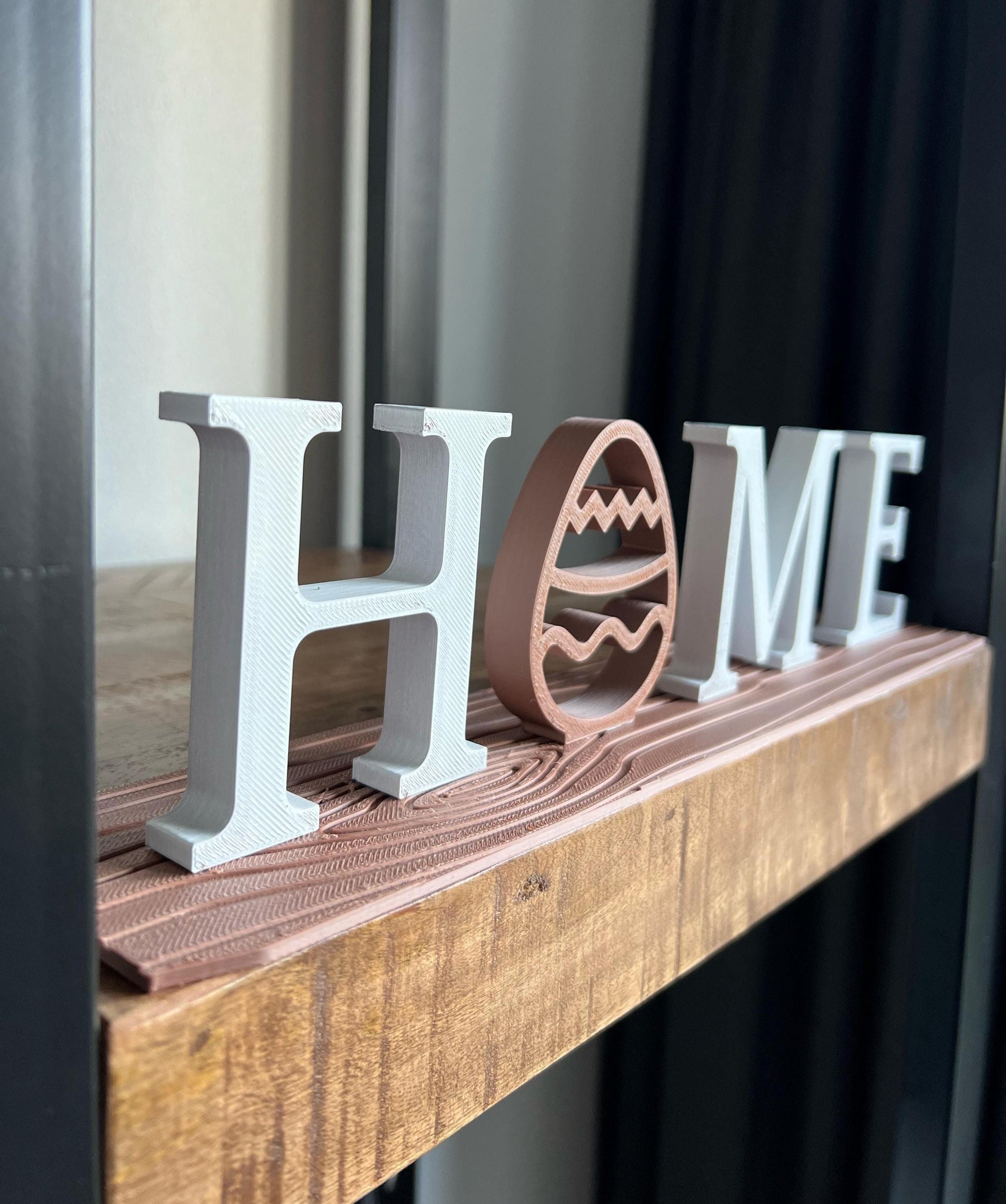 Easter Home Decoration | Wooden Shelf with HOME Sign & Egg Accent | Spring Decor | Farmhouse Style | Modern Interior | Seasonal Decoration