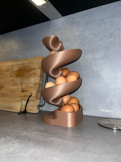 Egg Holder Dispenser | Spiral Egg Organizer | Modern Kitchen Storage | Rolling Egg Rack | Unique Countertop Display