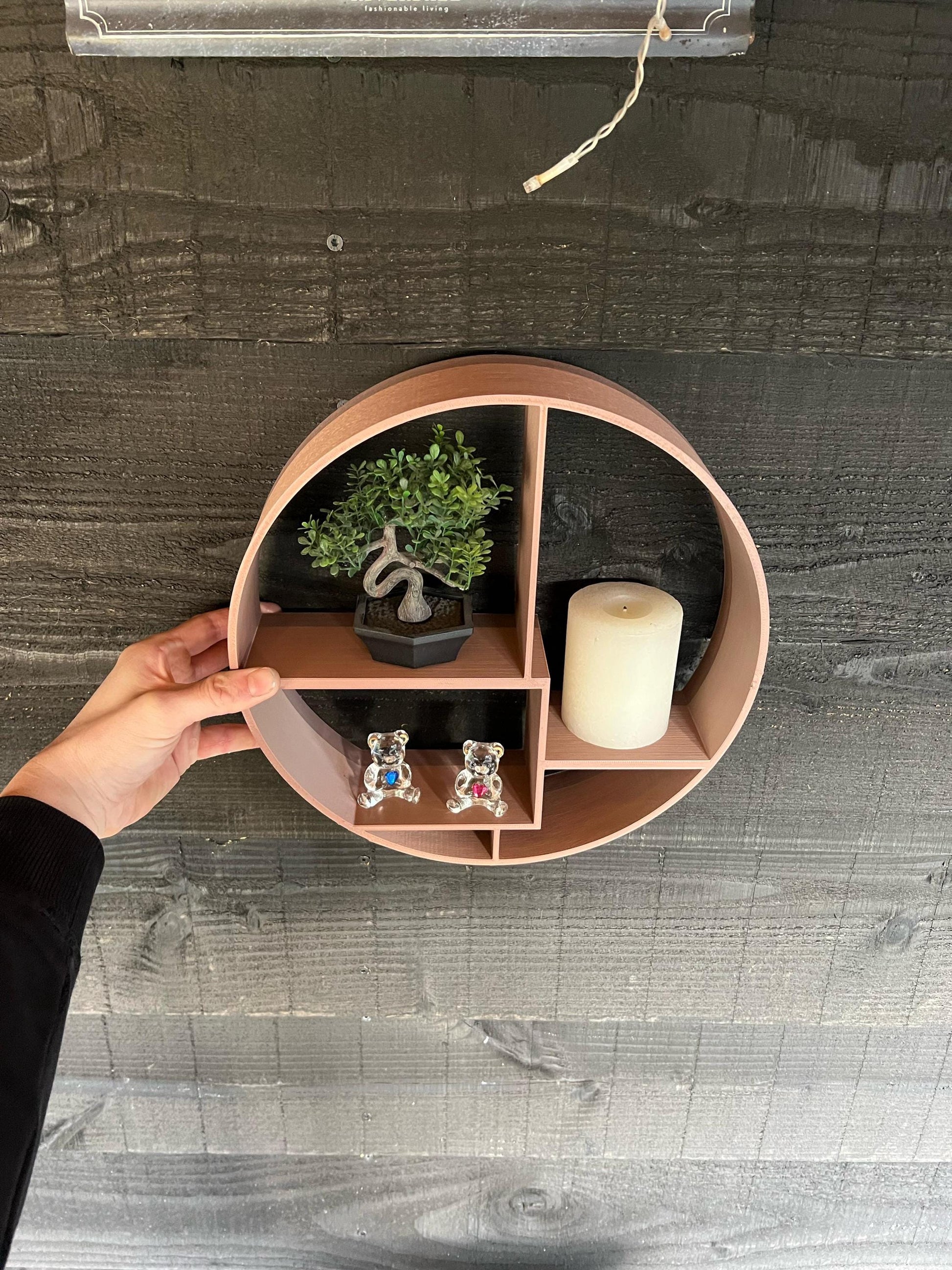 Decoration Shelf Round | Wall-Mounted or Freestanding Display for Miniatures & Plants