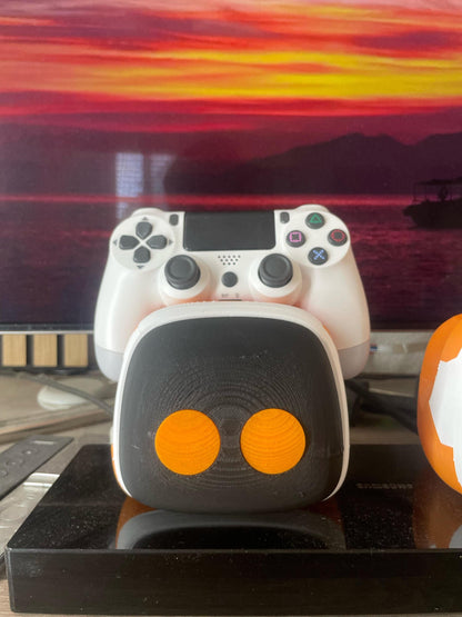 Game Controller Stand x 2 - Cute Robot Design, 3D Printed, Black & Orange Gaming Decor