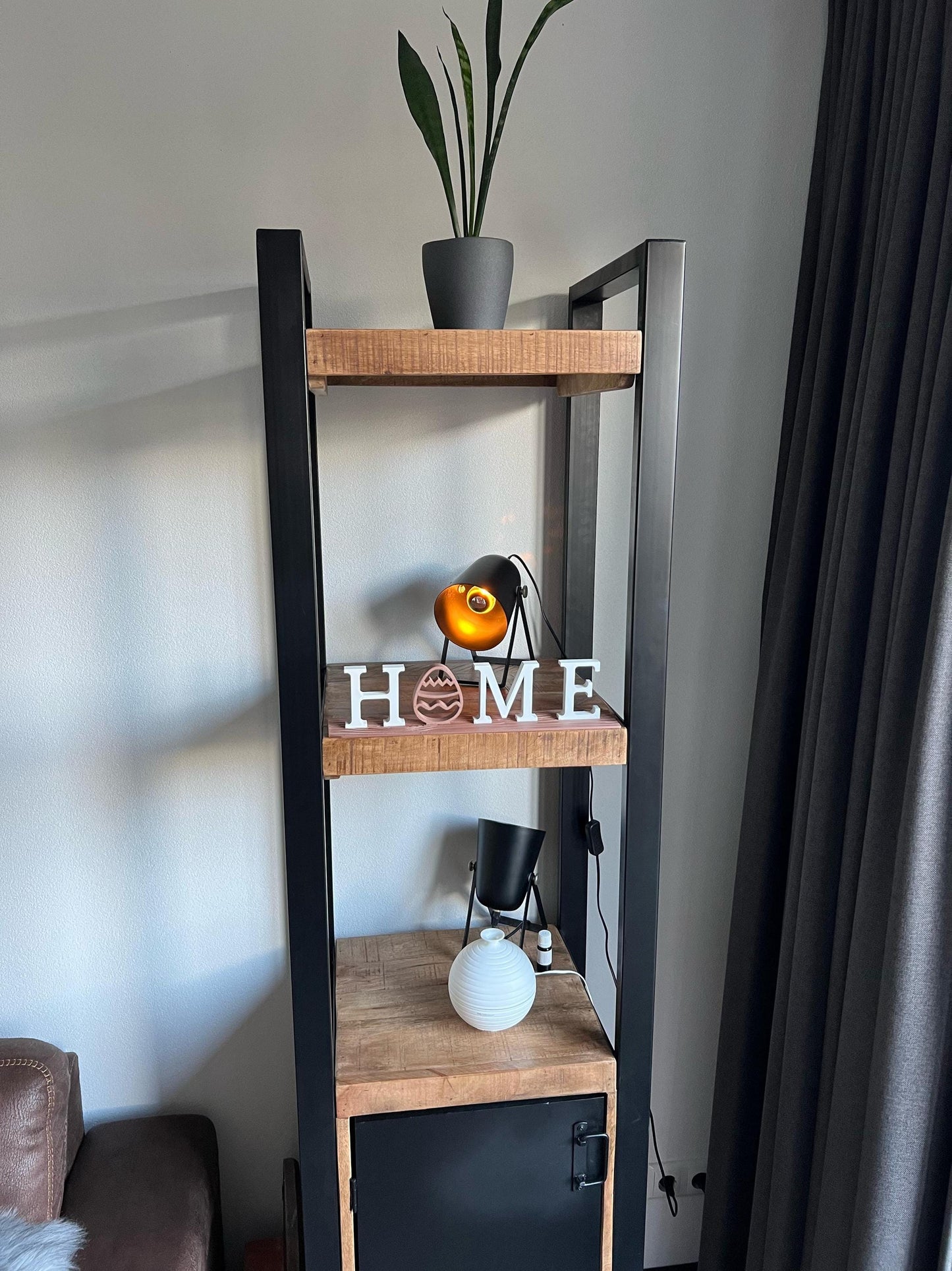 Easter Home Decoration | Wooden Shelf with HOME Sign & Egg Accent | Spring Decor | Farmhouse Style | Modern Interior | Seasonal Decoration