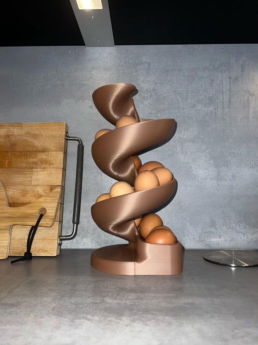 Egg Holder Dispenser | Spiral Egg Organizer | Modern Kitchen Storage | Rolling Egg Rack | Unique Countertop Display