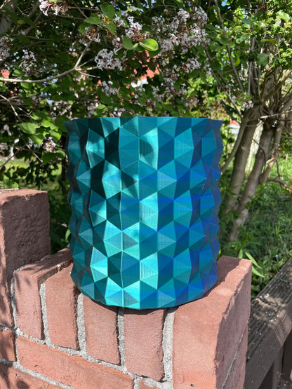 3D Printed Geometric Vase - Large Blue Gradient Decor