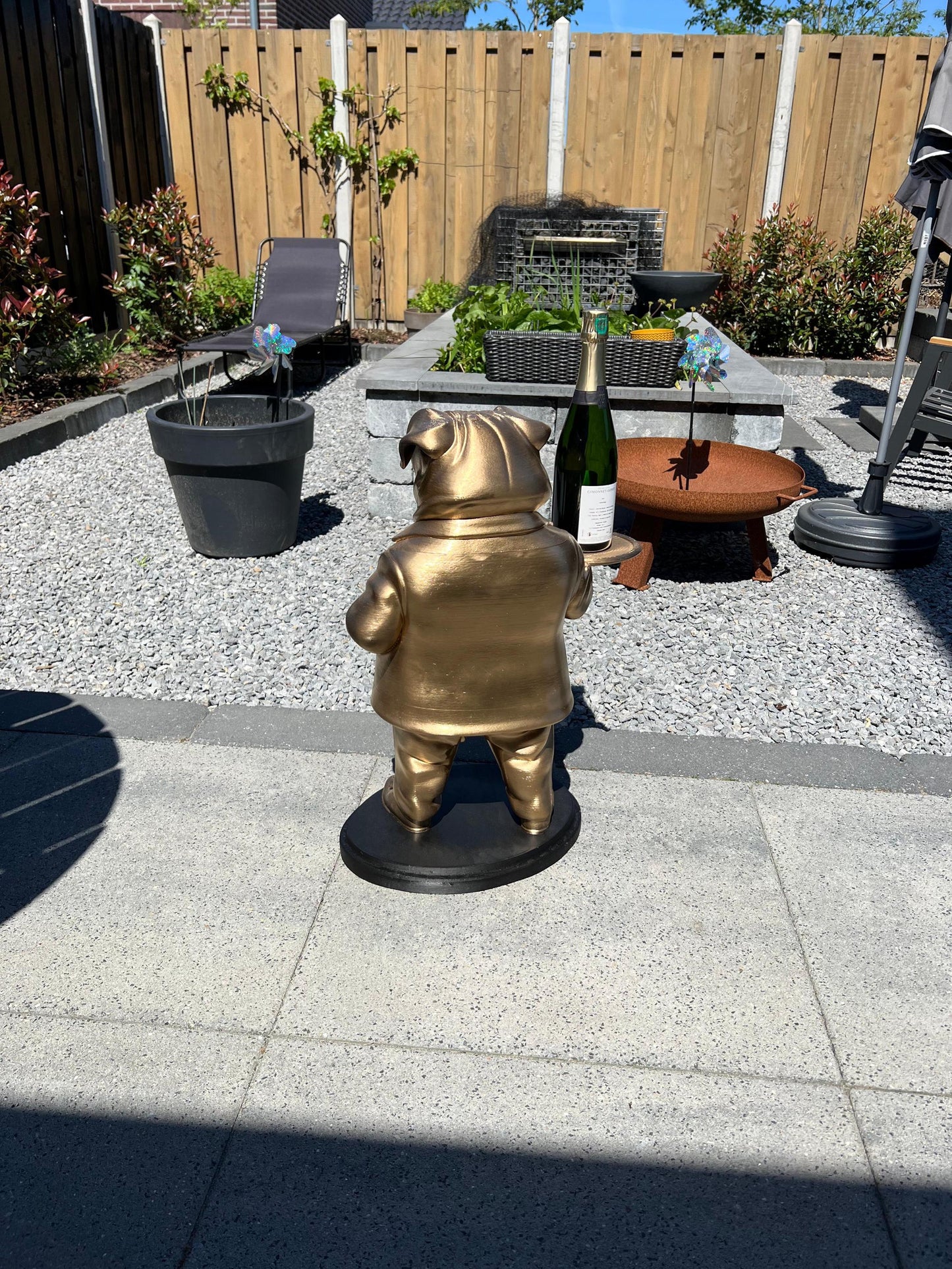 Pug Butler Table 70CM - Elegant Champagne Tray Holder & Key Organizer - Whimsical Dog Statue for Home Decor - Ideal Gift for Dog Lovers