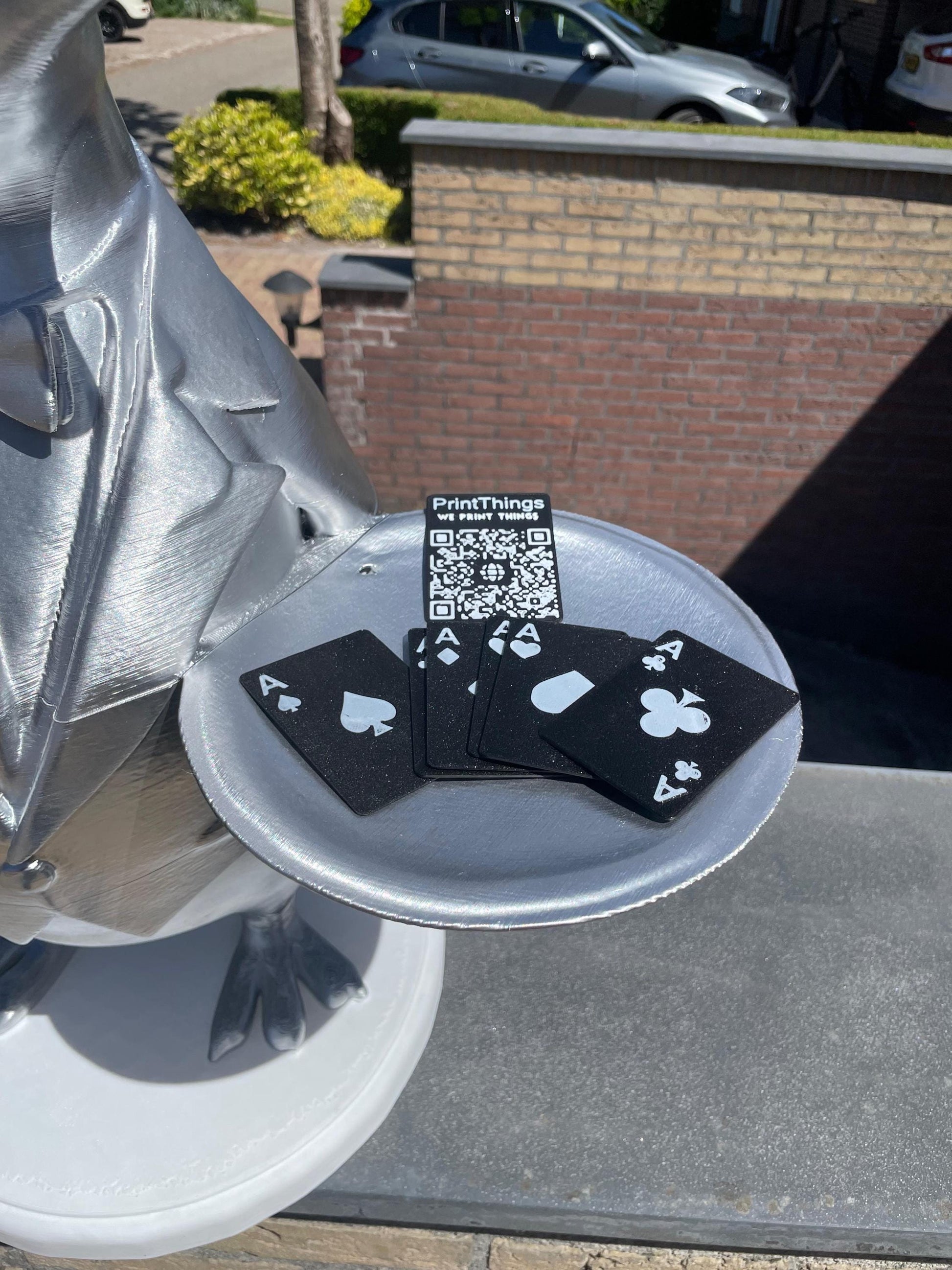 Penguin Butler Statue | Unique Home or Business Decor | Silver Tuxedo Server Figurine good for Fruit Tray display or showcase items