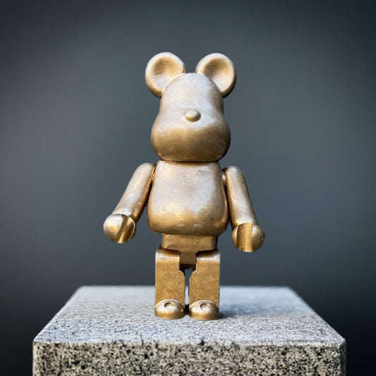 BearBrick Statue | Unique Home Decor Gift | Customizable Bear | Golden Collectible Figurine for Modern Spaces