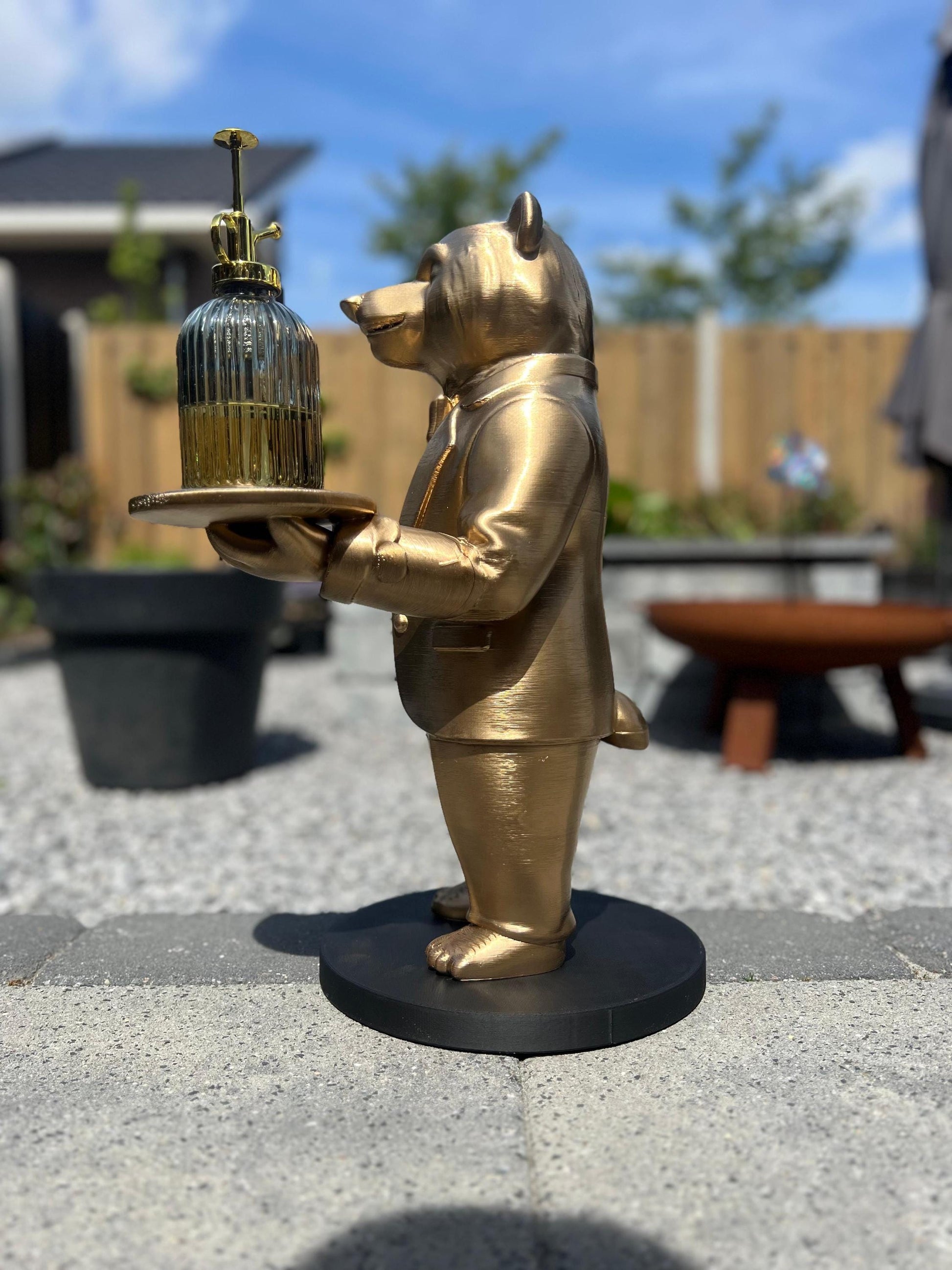 Polar Bear Butler 70CM - Elegant Champagne Tray Holder & Key Organizer - Whimsical Bear Statue for Home Decor - Ideal Gift for Bear Lovers